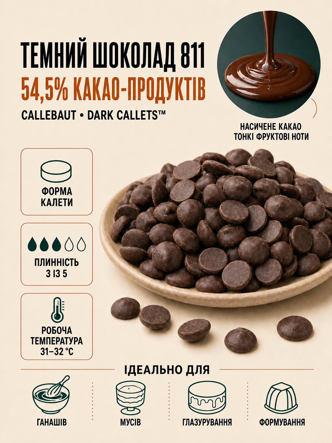 Чорний шоколад Callebaut Select 54,5%