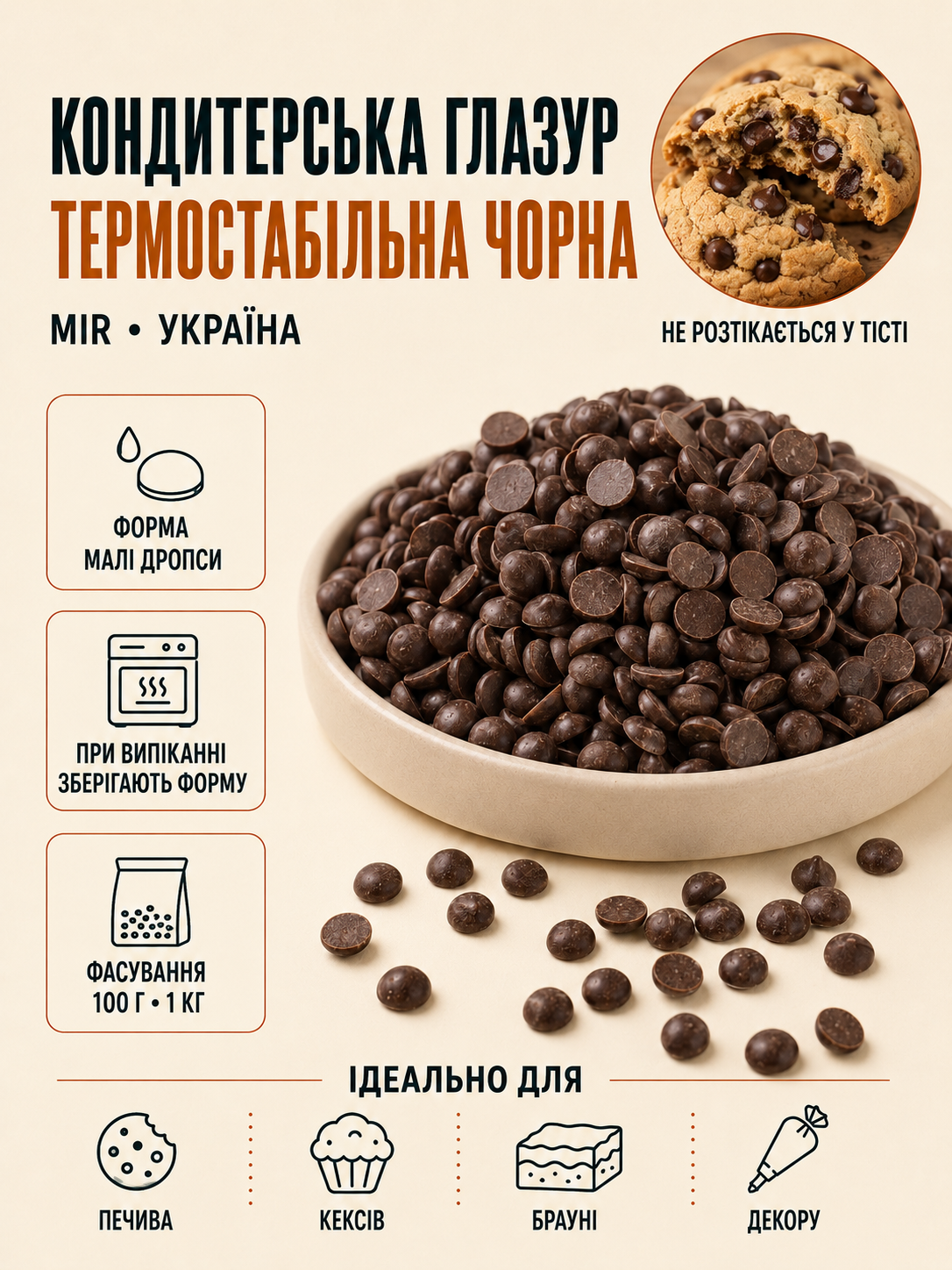 Глазур кондитерська термостабільна чорна