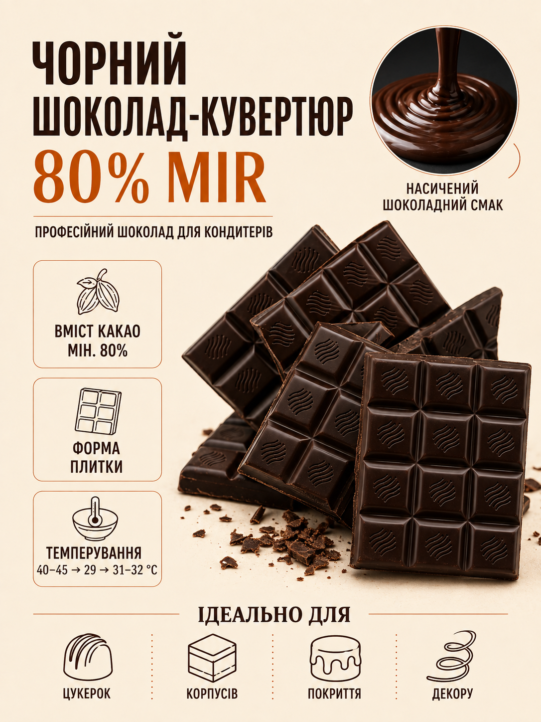 Чорний шоколад 80%, MIR