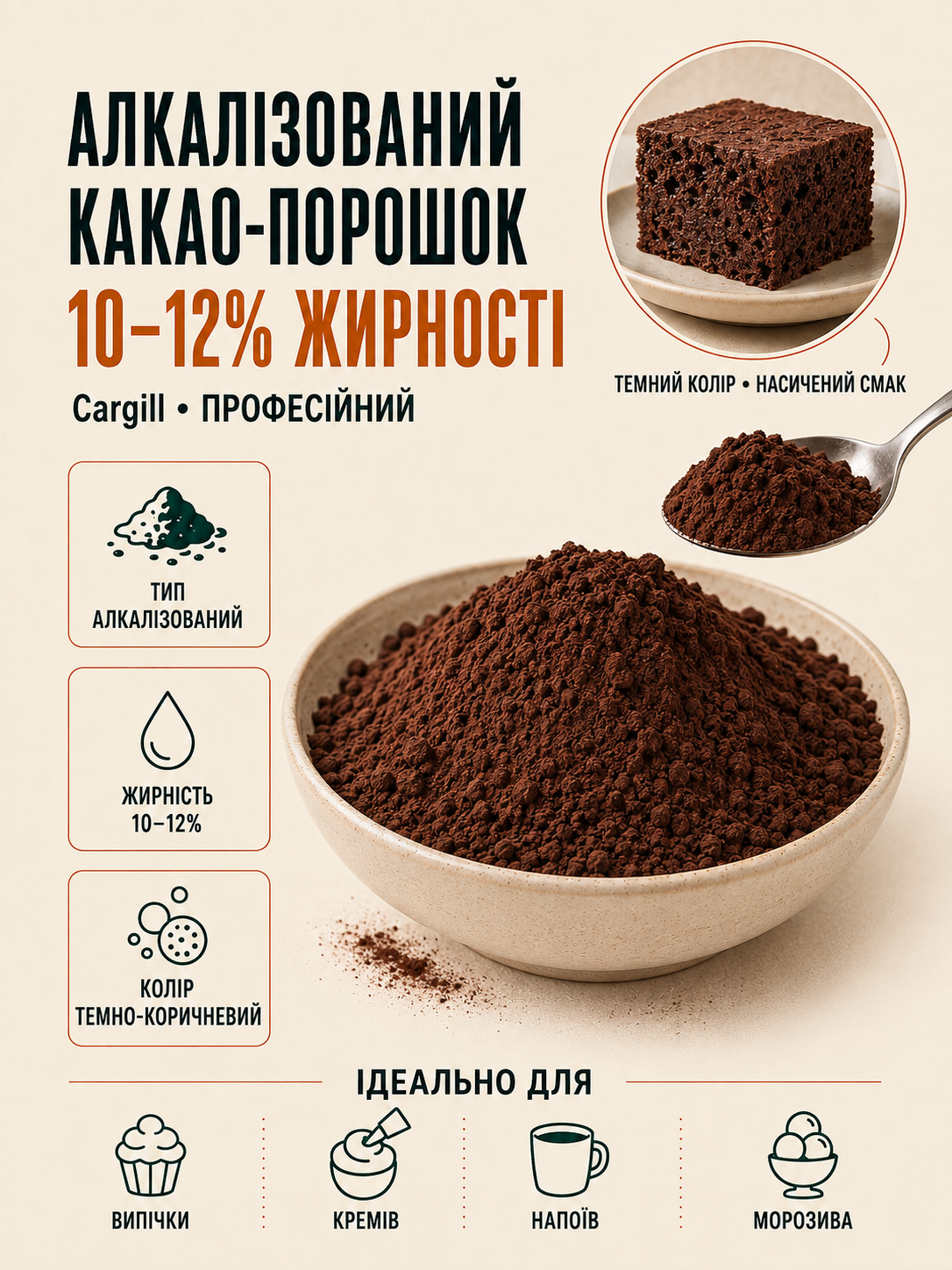 Какао-порошок алкалізований 10-12%