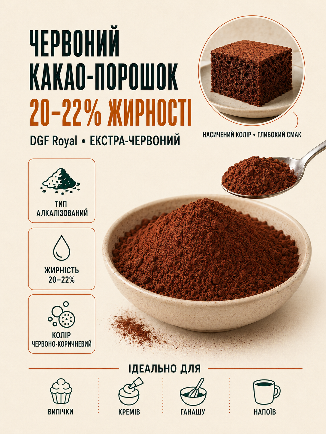 Какао-порошок червоний 20-22%, DGF Royal Франція