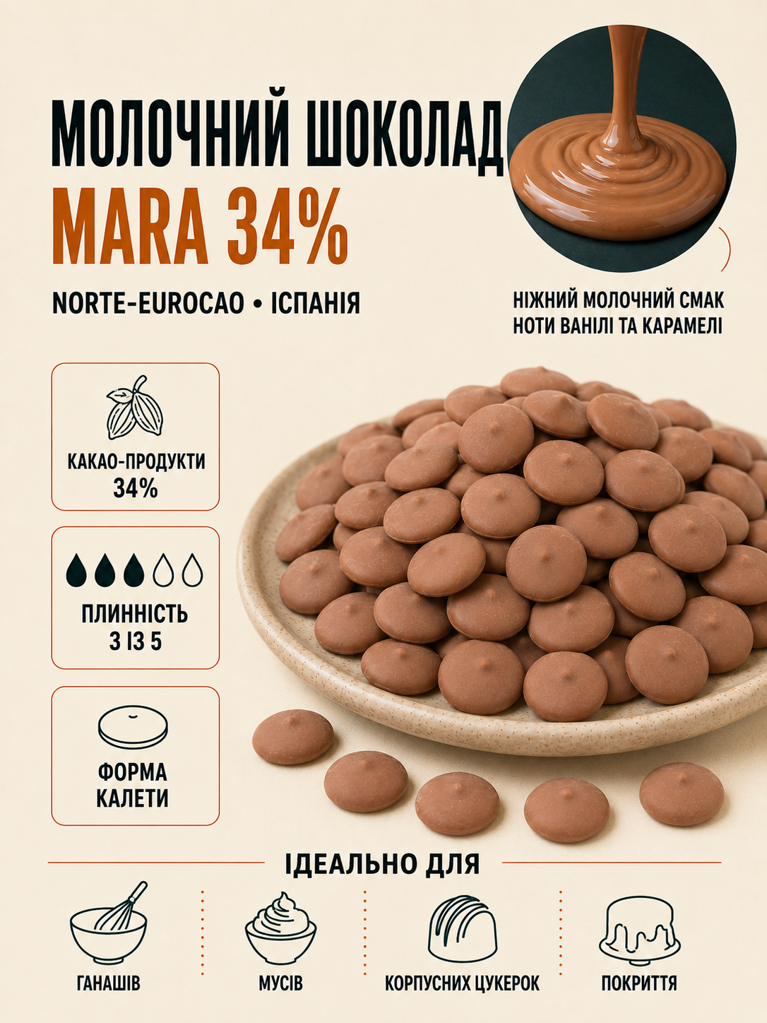 Молочний шоколад Мара 34%